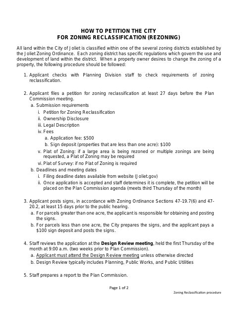 First page of the Zoning Reclassification Petition