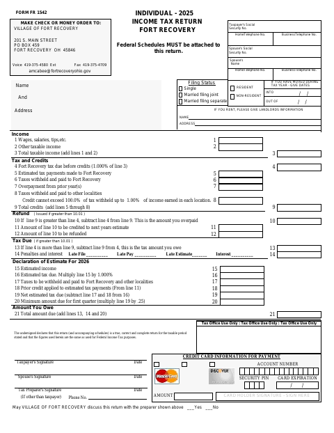 First page of the Individual Income Tax Return 2025