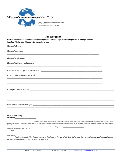 First page of the Notice of Claim