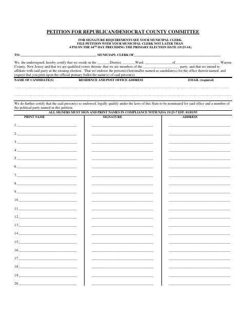 First page of the County Committee Petition