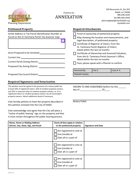 First page of the Annexation Petition