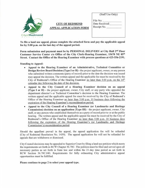 First page of the Amended Appeal Form