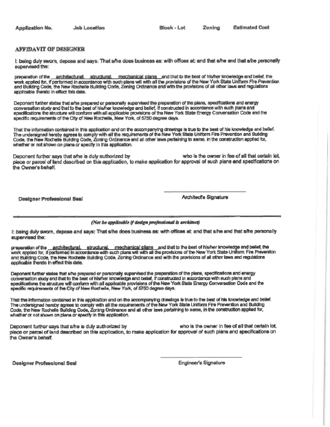 First page of the Affidavit of Designer