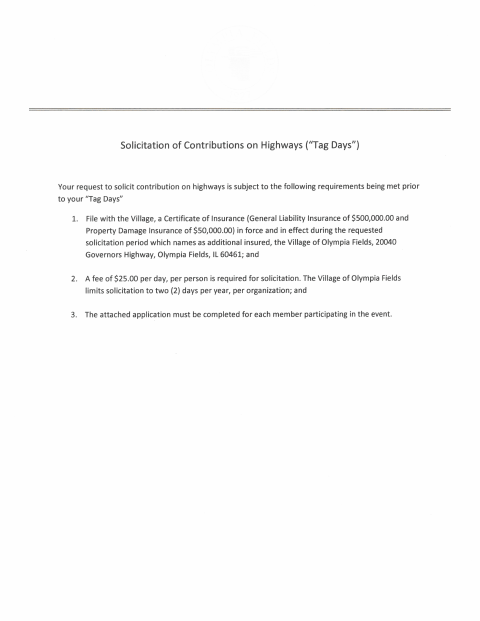 First page of the Solicitation of Contributions on Highways