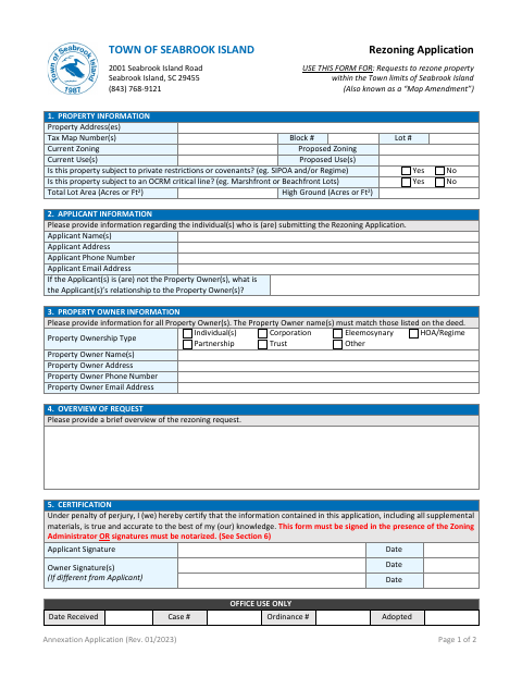 First page of the Rezoning Application