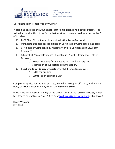 First page of the Short-Term Rental Primary Residence Affidavit