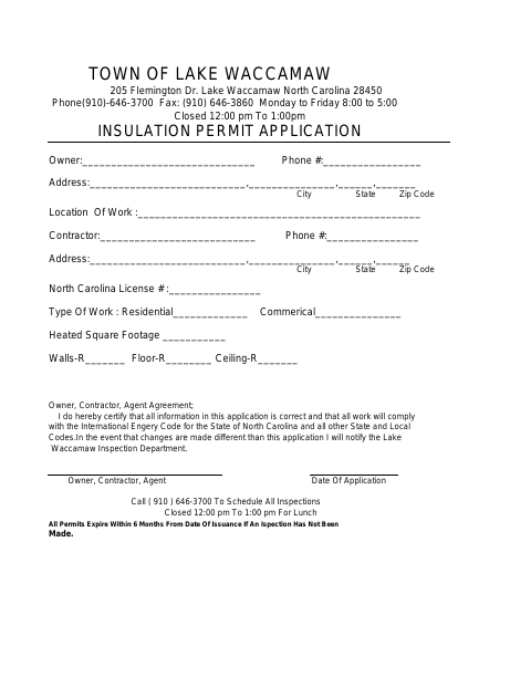 First page of the Insulation Permit Application