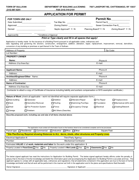 First page of the Application for Building Permit