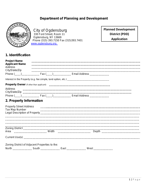 First page of the Planned Development District (PDD) Application