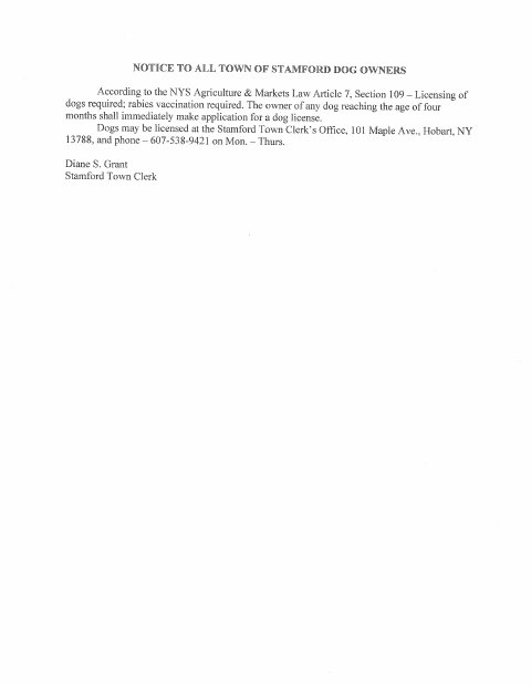 First page of the Dog License Application Information