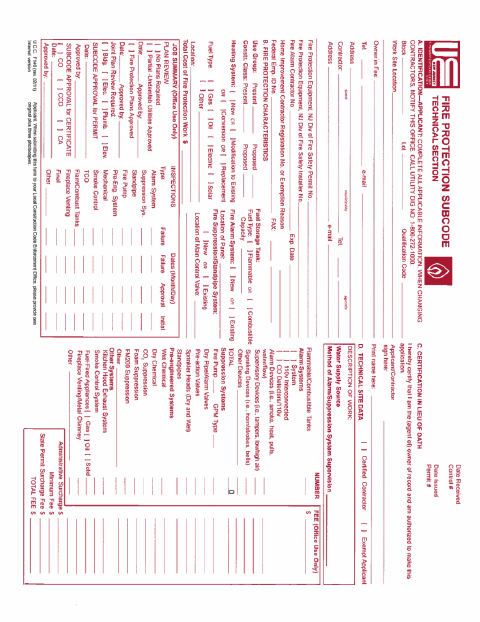First page of the Fire Permit Application
