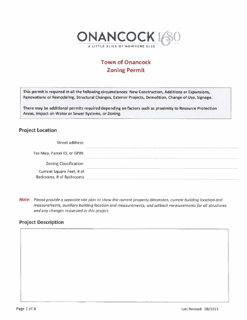 First page of the Zoning Permit Application