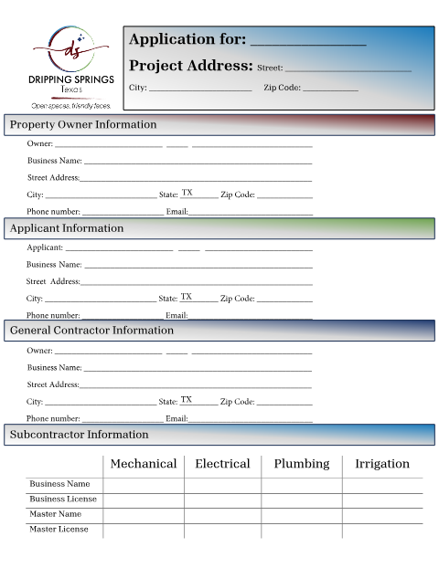 First page of the Commercial Building Permit Application