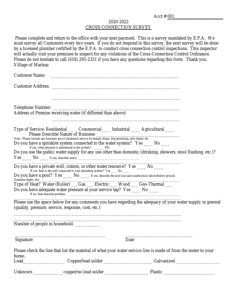 First page of the Cross Connection Survey