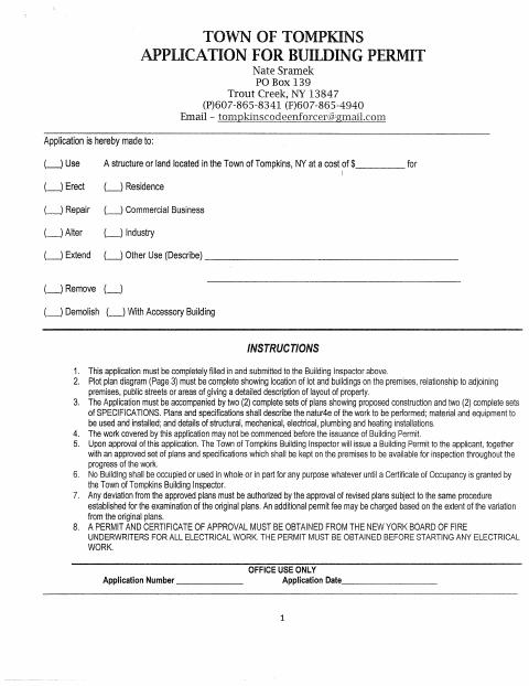 First page of the Building Permit Application