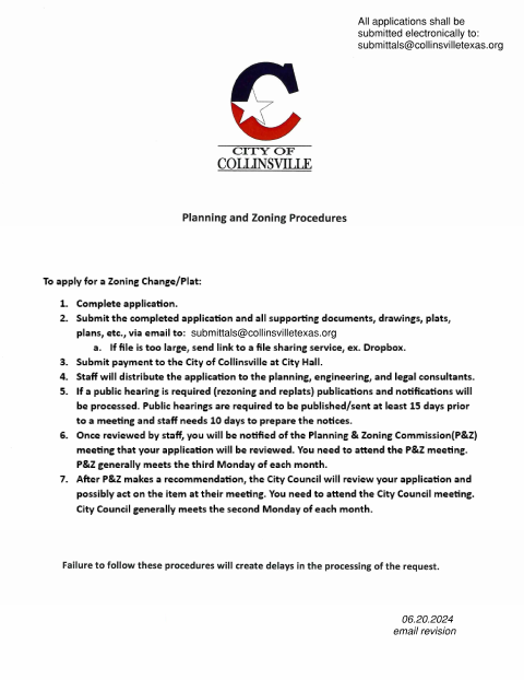 First page of the Planning and Zoning Application