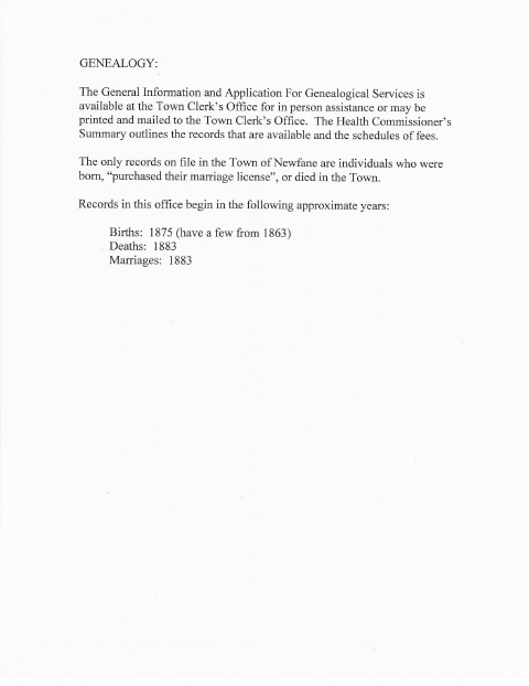 First page of the Genealogy Request Application