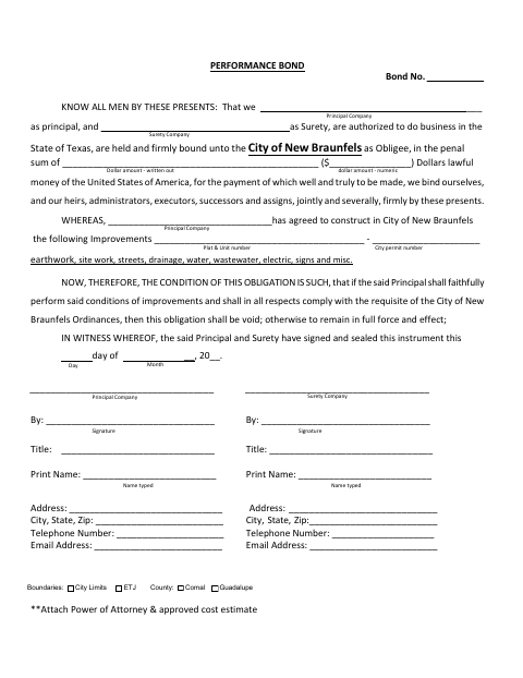 First page of the Performance Bond