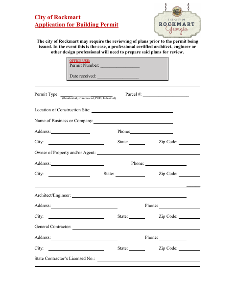 First page of the Building Permit Application