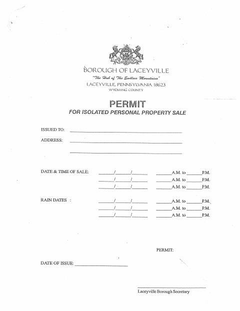 First page of the Yard Sale Permit