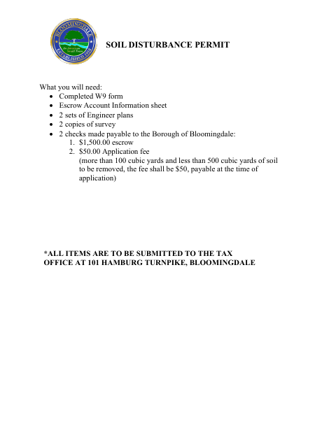 First page of the Soil Disturbance Permit