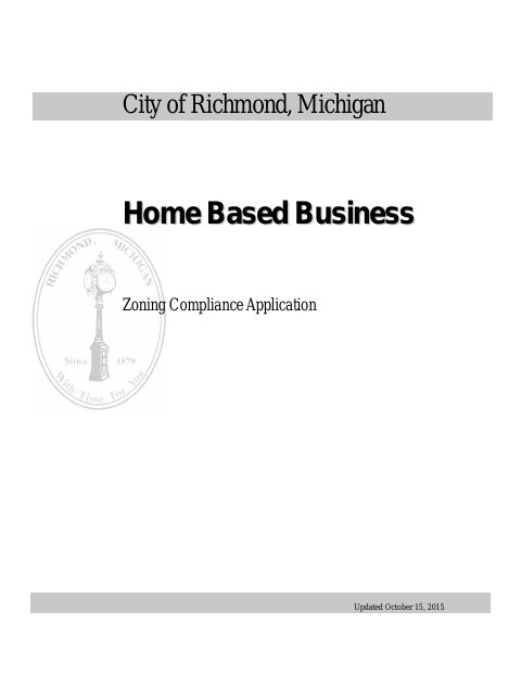 First page of the Home Based Business Zoning Compliance Application