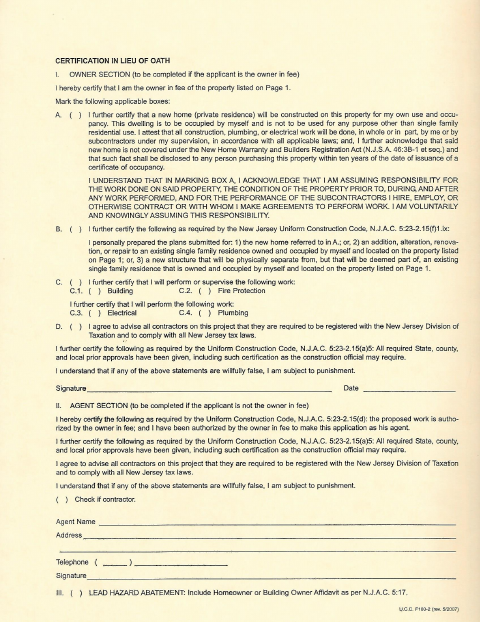 First page of the Permit Jacket Inside