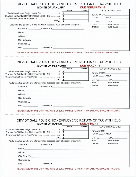 First page of the Employer’s Return of Tax Withheld and Withholding Tax Reconciliation