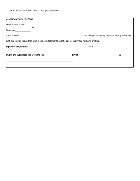 First page of the Affidavit of Applicant