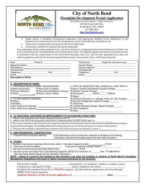 First page of the Floodplain Development Permit Application