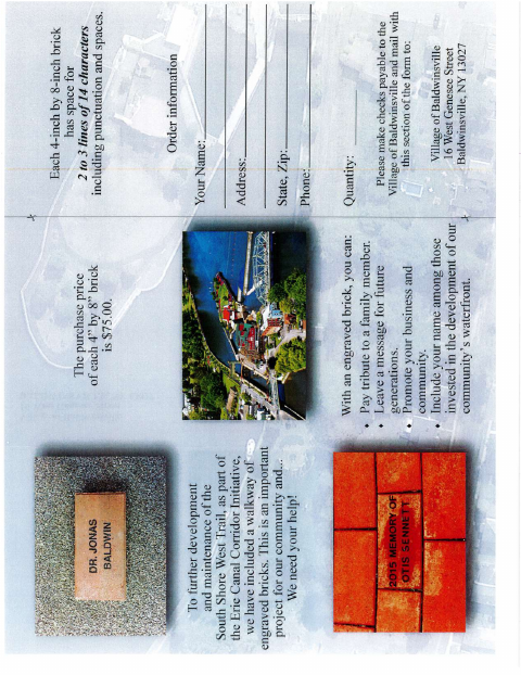 First page of the Buy a Brick Order Form
