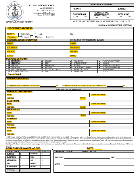 First page of the Application for Permit