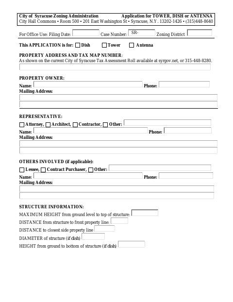First page of the Application for Tower, Dish, or Antenna