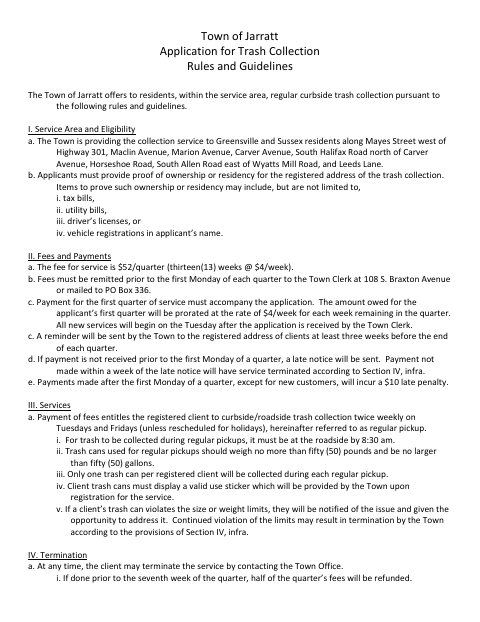 First page of the Trash Collection Application