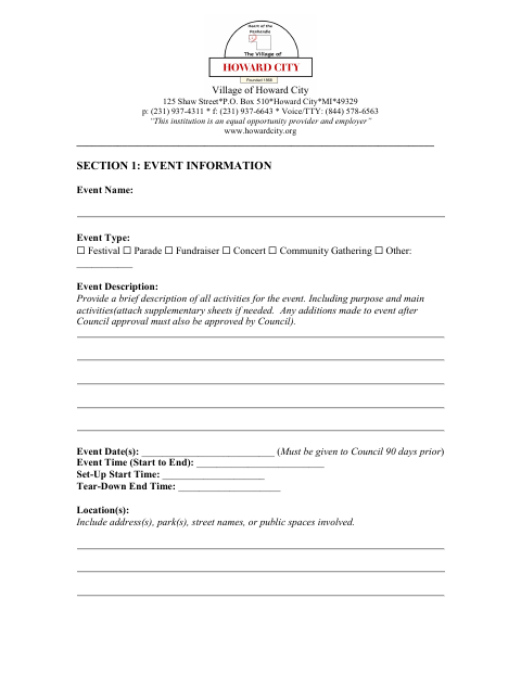 First page of the Event Application