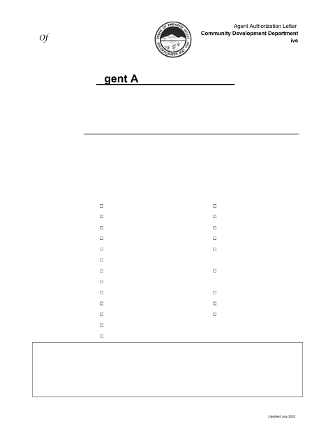 First page of the Agent Authorization Letter