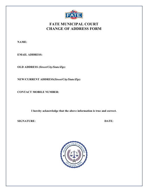 First page of the Municipal Court Change of Address Form