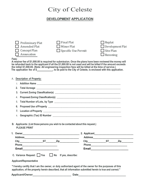 First page of the Development Application
