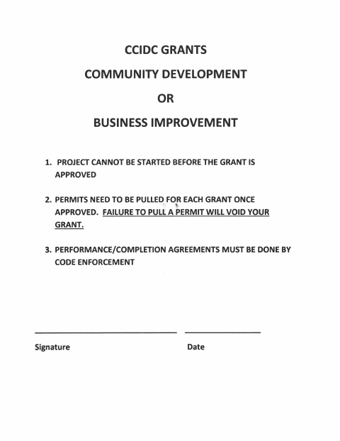 First page of the Grant Requirement/Acknowledgement Page
