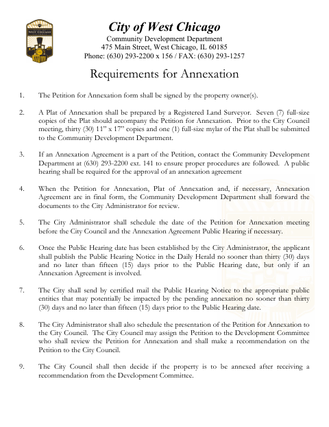 First page of the Petition for Annexation