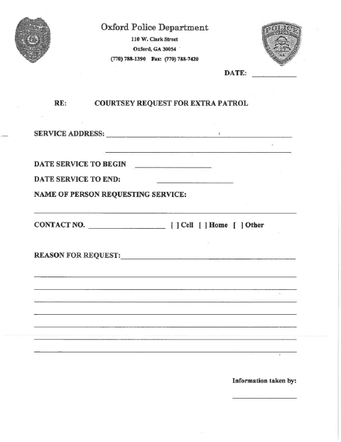 First page of the Request Extra Patrol