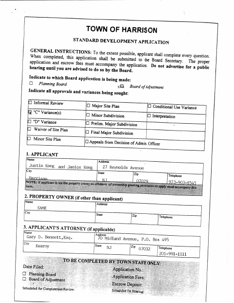 First page of the 27 Reynolds Avenue Development Application