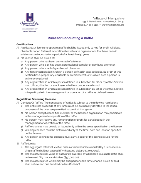 First page of the Application for Conducting a Raffle