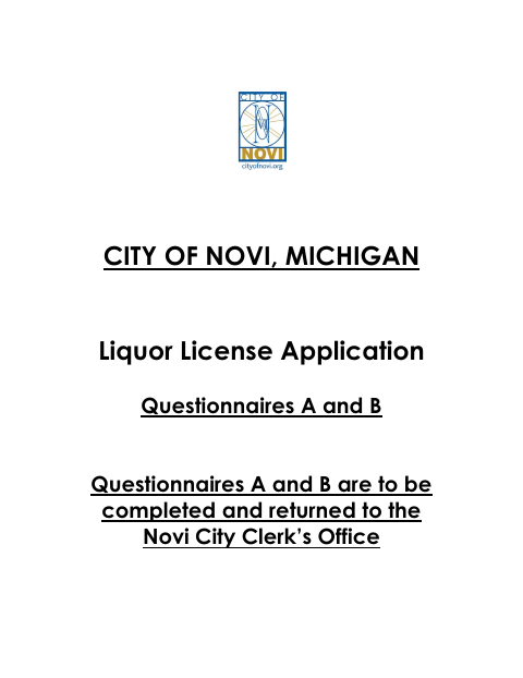 First page of the Liquor License Application Questionnaires A and B