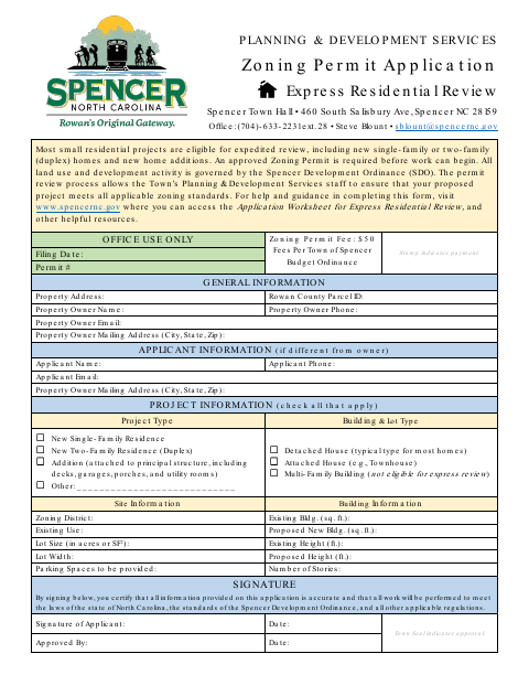 First page of the Express Residential Review Application