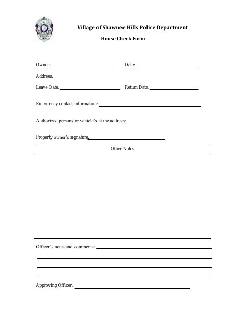 First page of the House Check Request Form