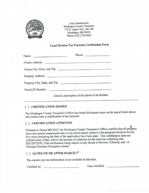 First page of the Land Division Application