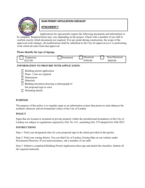 First page of the Sign Permit