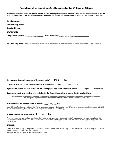 First page of the Freedom of Information Act Request