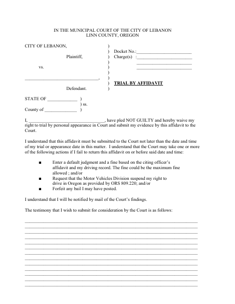 First page of the Trial By Affidavit